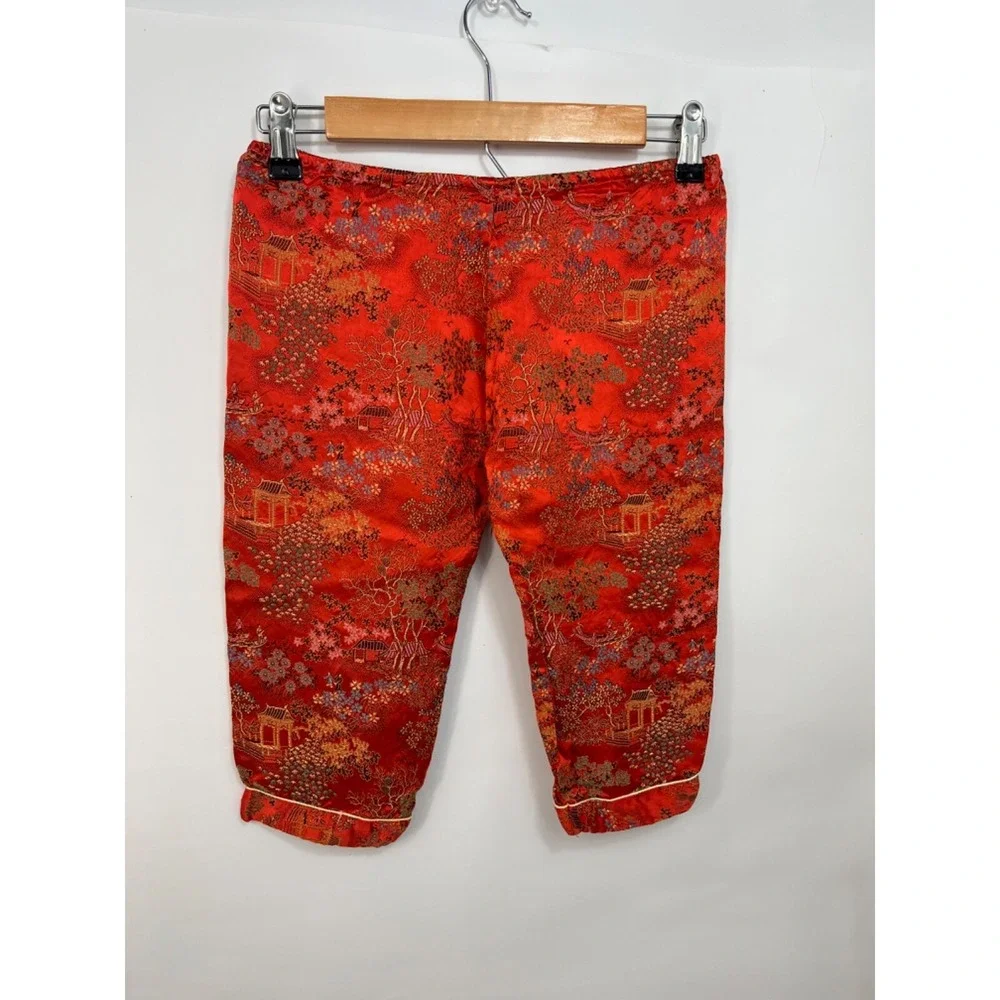 Unbranded Orange Gold Trim‎ Chinese Pants - Handmade  Kids Toddler Youth